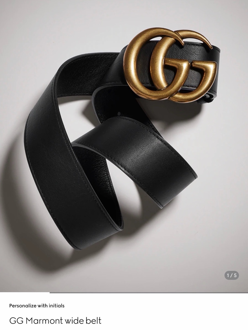 Gucci Black Leather Wide Belt with Gold Double-G Buckle